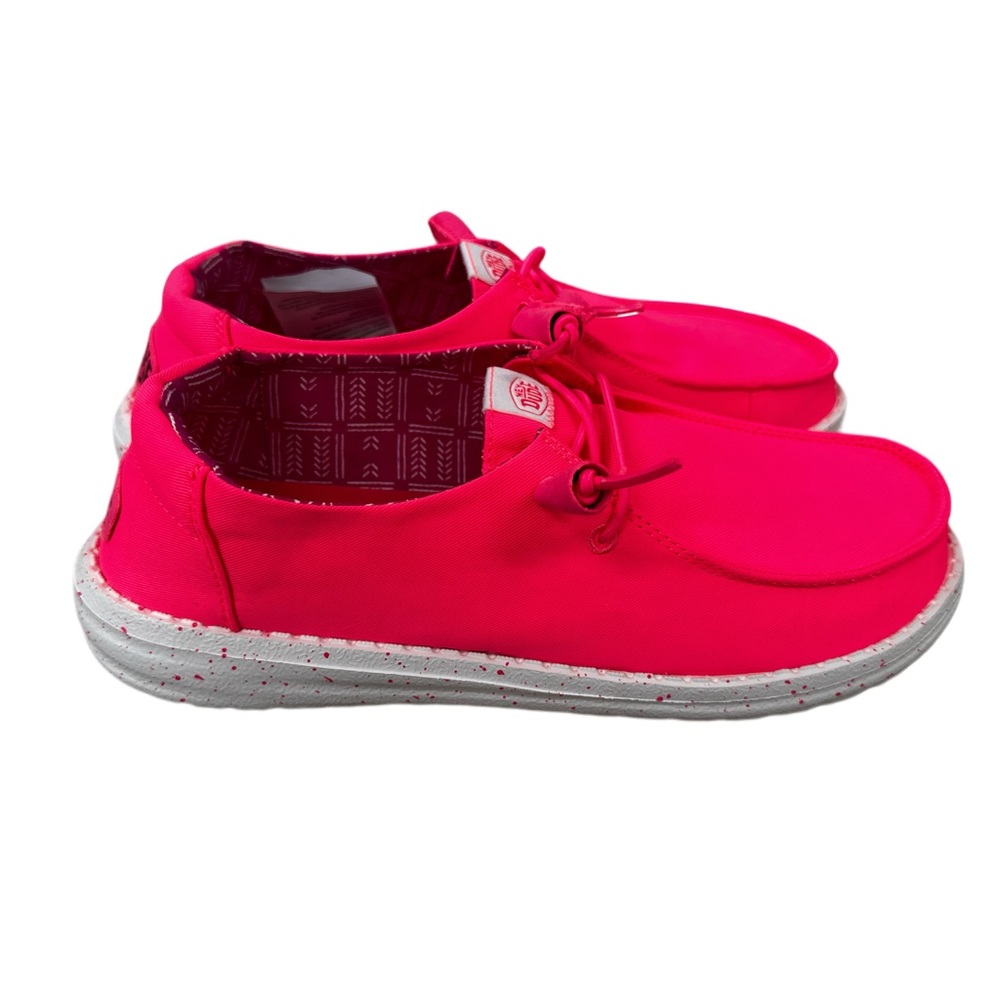 Hey Dude Women's Wendy Stretch Canvas shoes in a vibrant neon pink NWOT - Picture 5 of 6